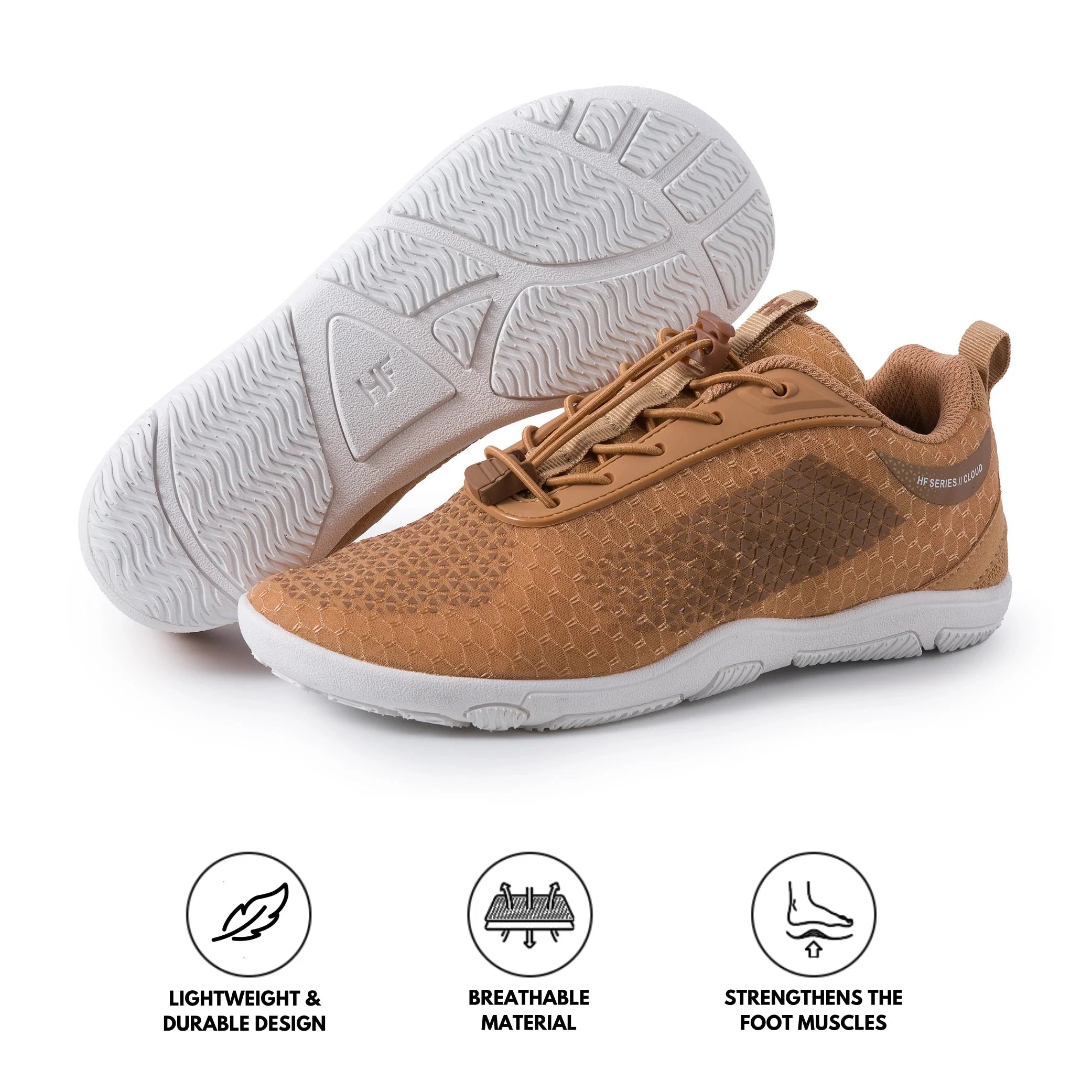 Ergonomische und stützende Barfuß-Wanderschuhe – Braun