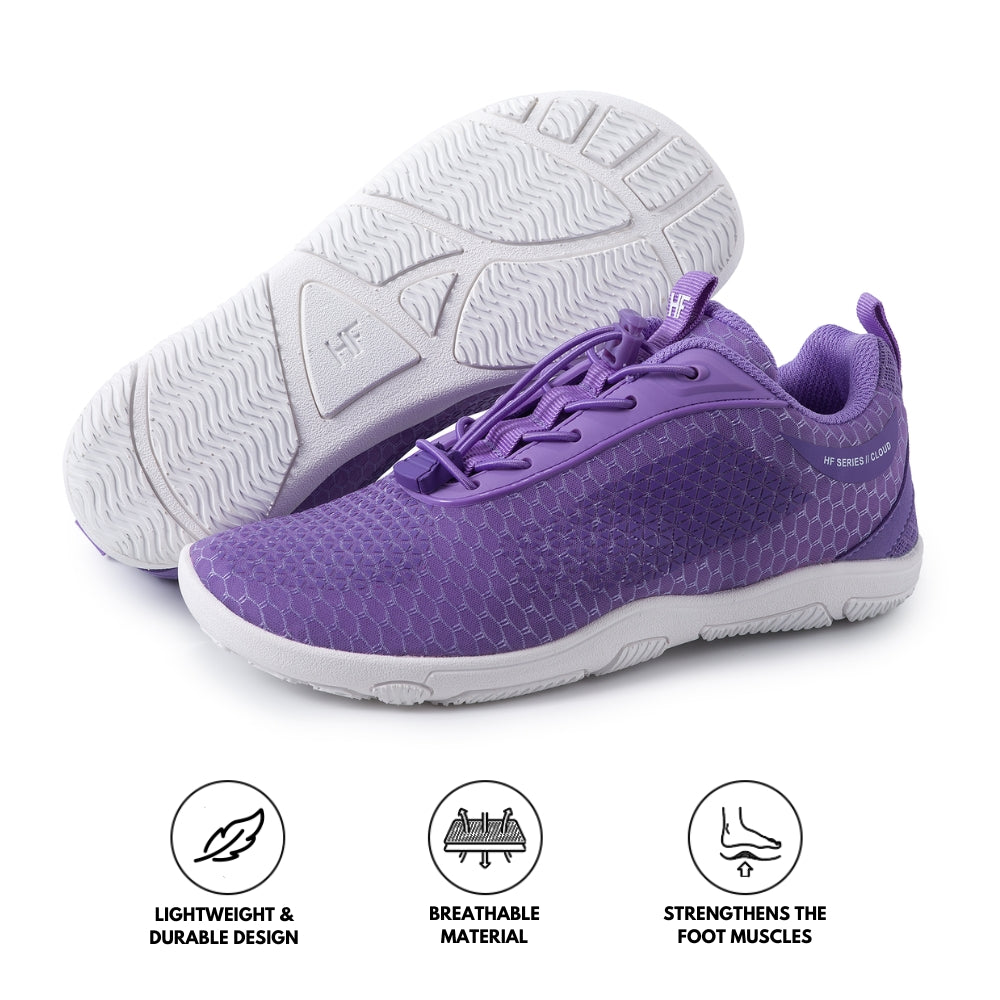 Ergonomische und stützende Barfuß-Wanderschuhe – Lila