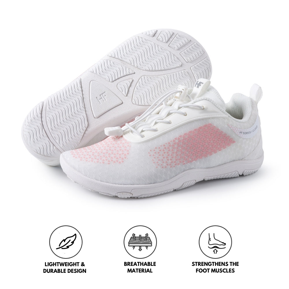 Ergonomische und stützende Barfuß-Wanderschuhe – Weiß
