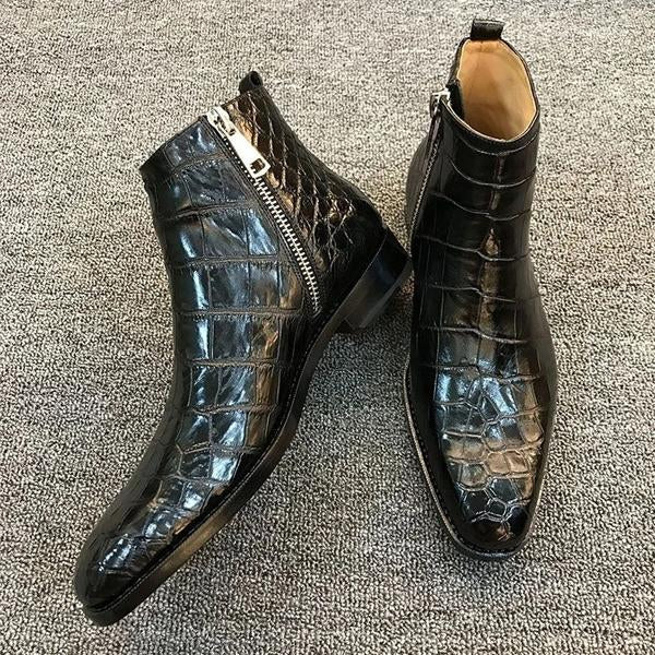 Vintage-Stiefeletten mit seitlichem Reißverschluss