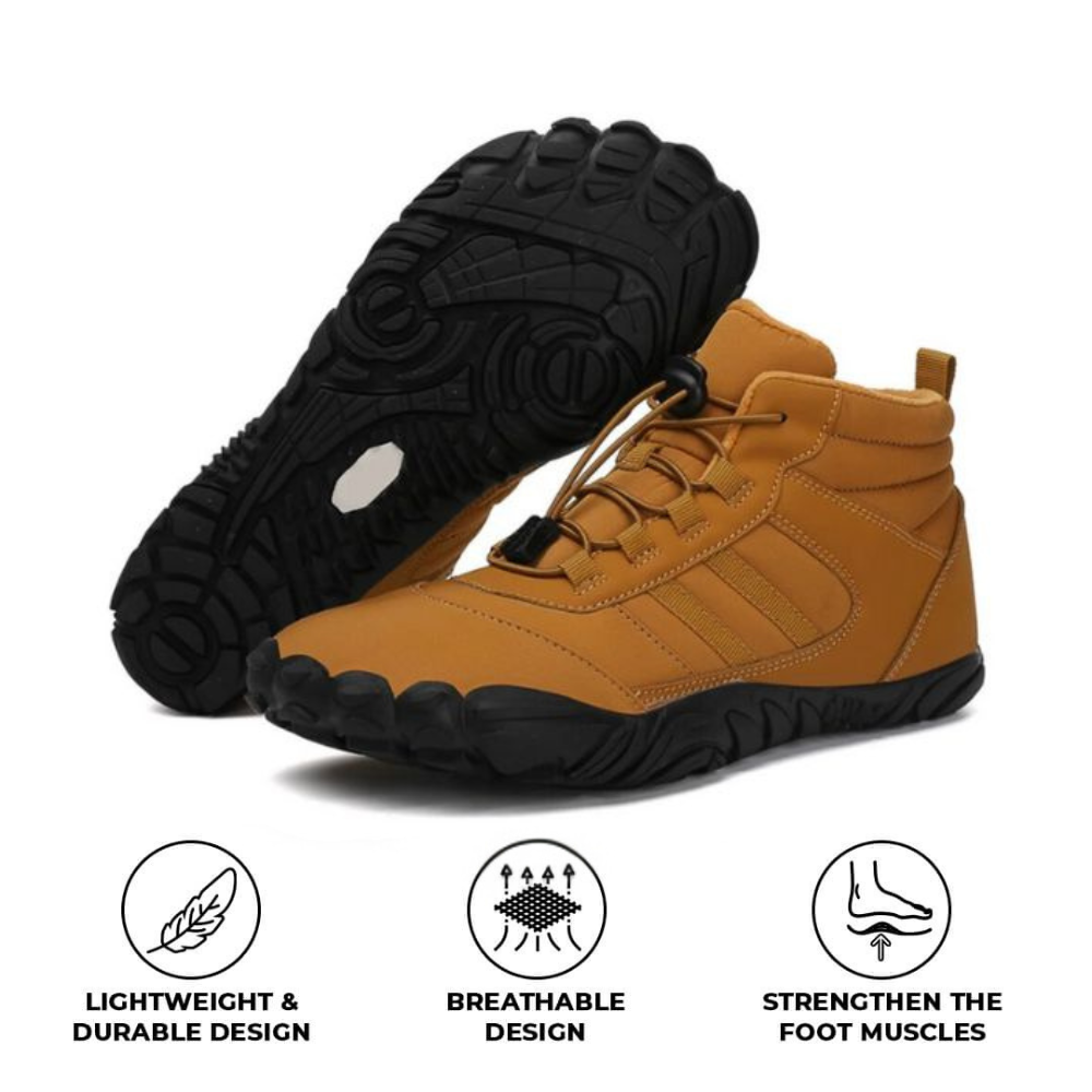 Rutschfeste wasserdichte Barfuß-Orthopädieschuhe für den Winter - Braun