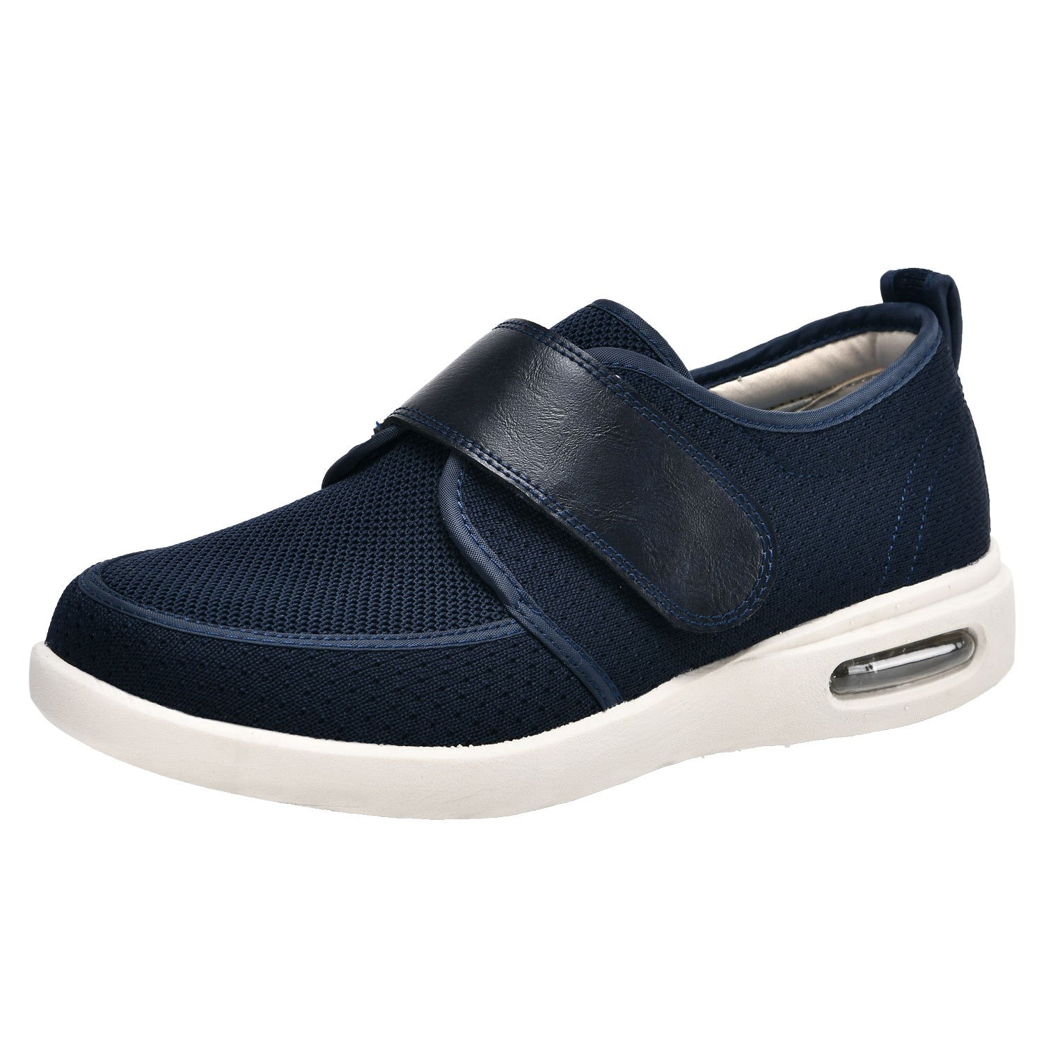 Breite orthopädische Schuhe ohne Schnürung mit verstellbarem Verschluss – Blau