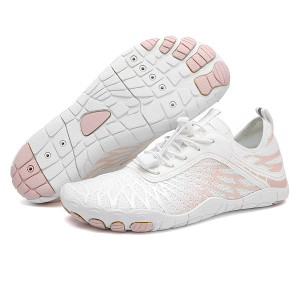 Barfußschuhe orthopädisch & rutschfest – Weiß/Rosa