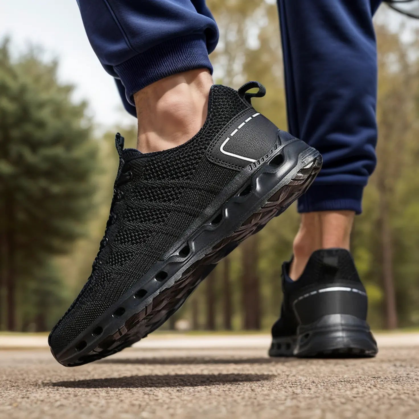 Orthopädische Schuhe für Herren Walking Athletic Sneakers - Schwarz