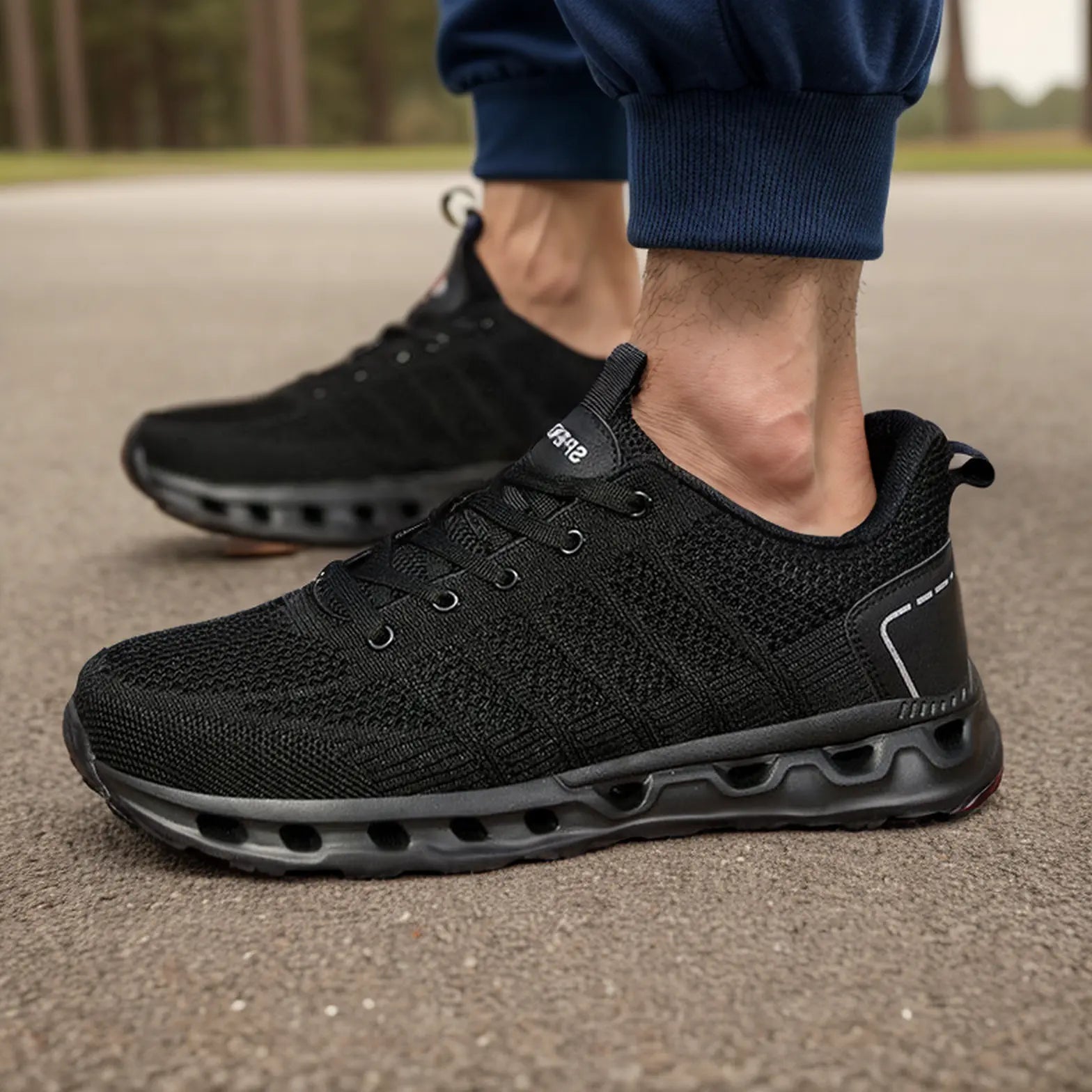 Orthopädische Schuhe für Herren Walking Athletic Sneakers - Schwarz