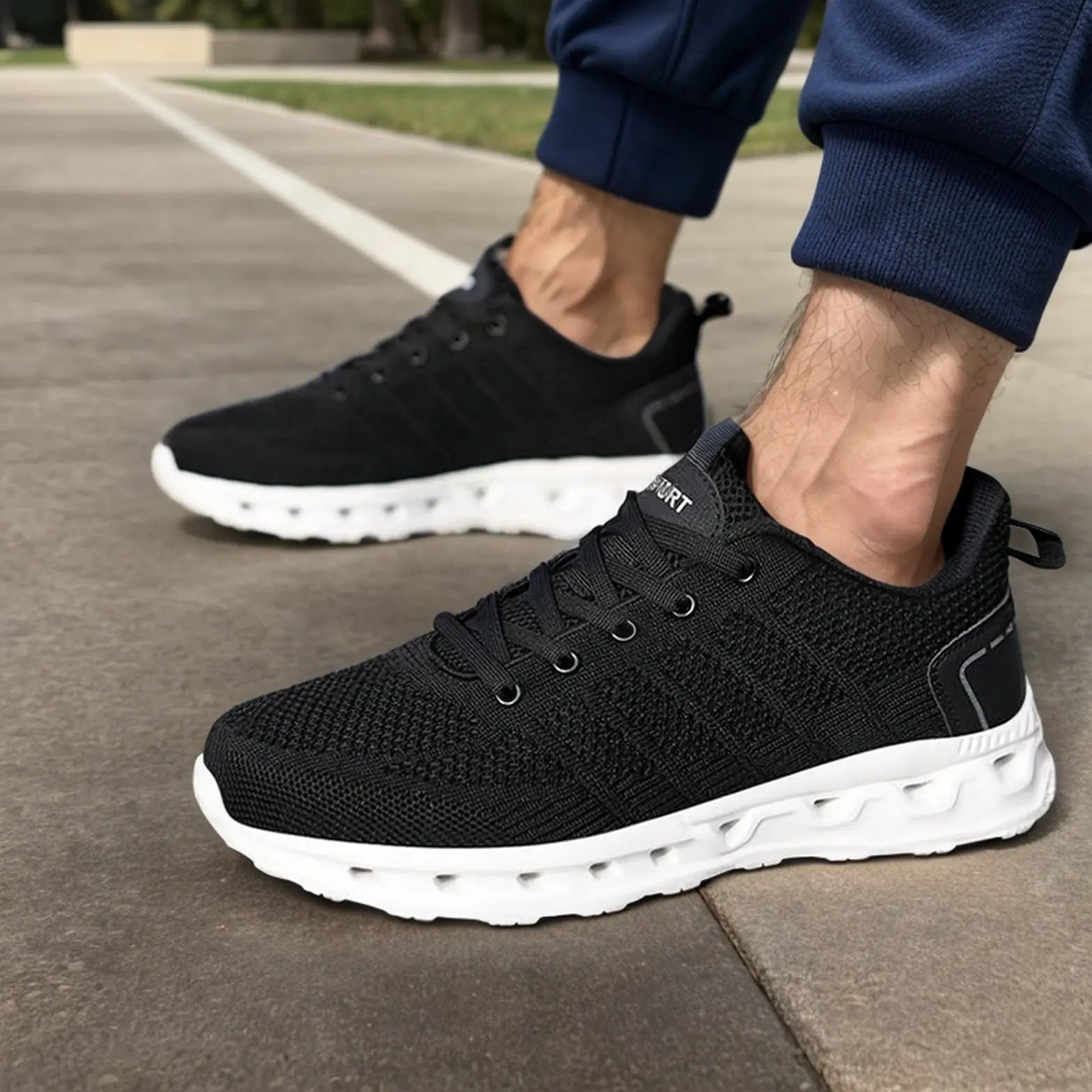 Orthopädische Schuhe für Herren Walking Athletic Sneakers - Schwarz Weiß