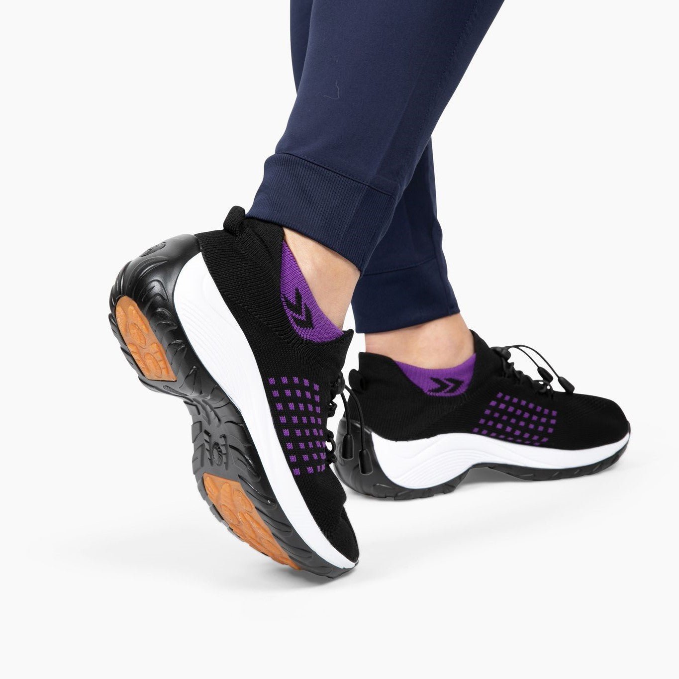 Orthopädische Schuhe mit rutschfester Stretch-Polsterung - Schwarz Lila