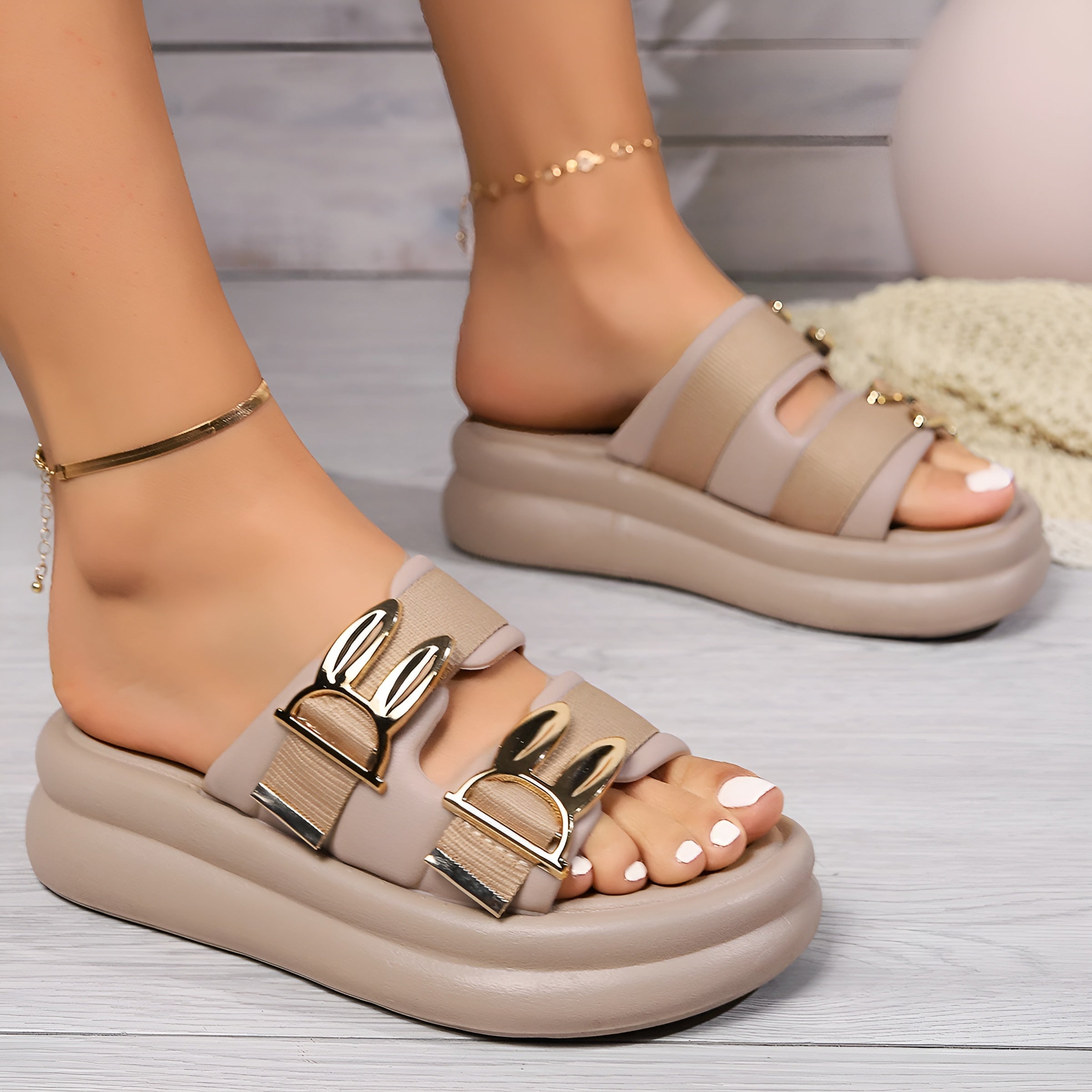 Sandalen Damen - Beautoday Vintage Denim Sandalen