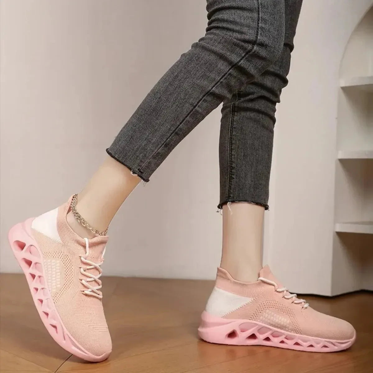 Leichte Sommer-Sneakers für Herren bequem atmungsaktiv Mesh Sportschuhe mit weicher Sohle lässige Wanderschuhe