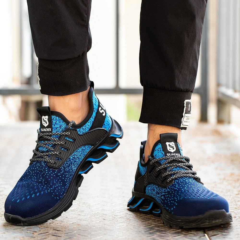 Orthopädische Schuhe verstärkte Sicherheitsstiefel mit Stahlkappe Blau