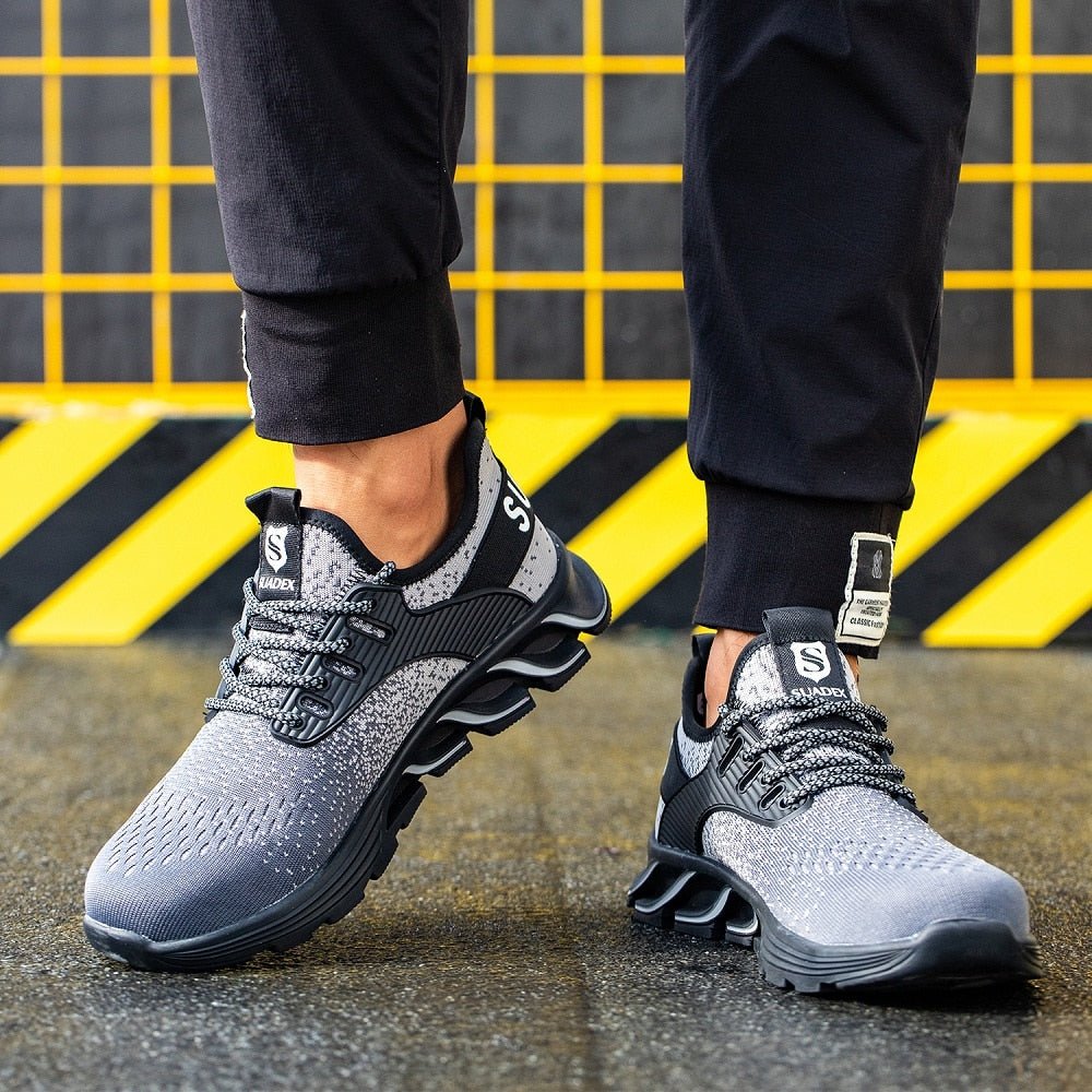 Orthopädische Schuhe verstärkte Sicherheitsstiefel mit Stahlkappe Grau