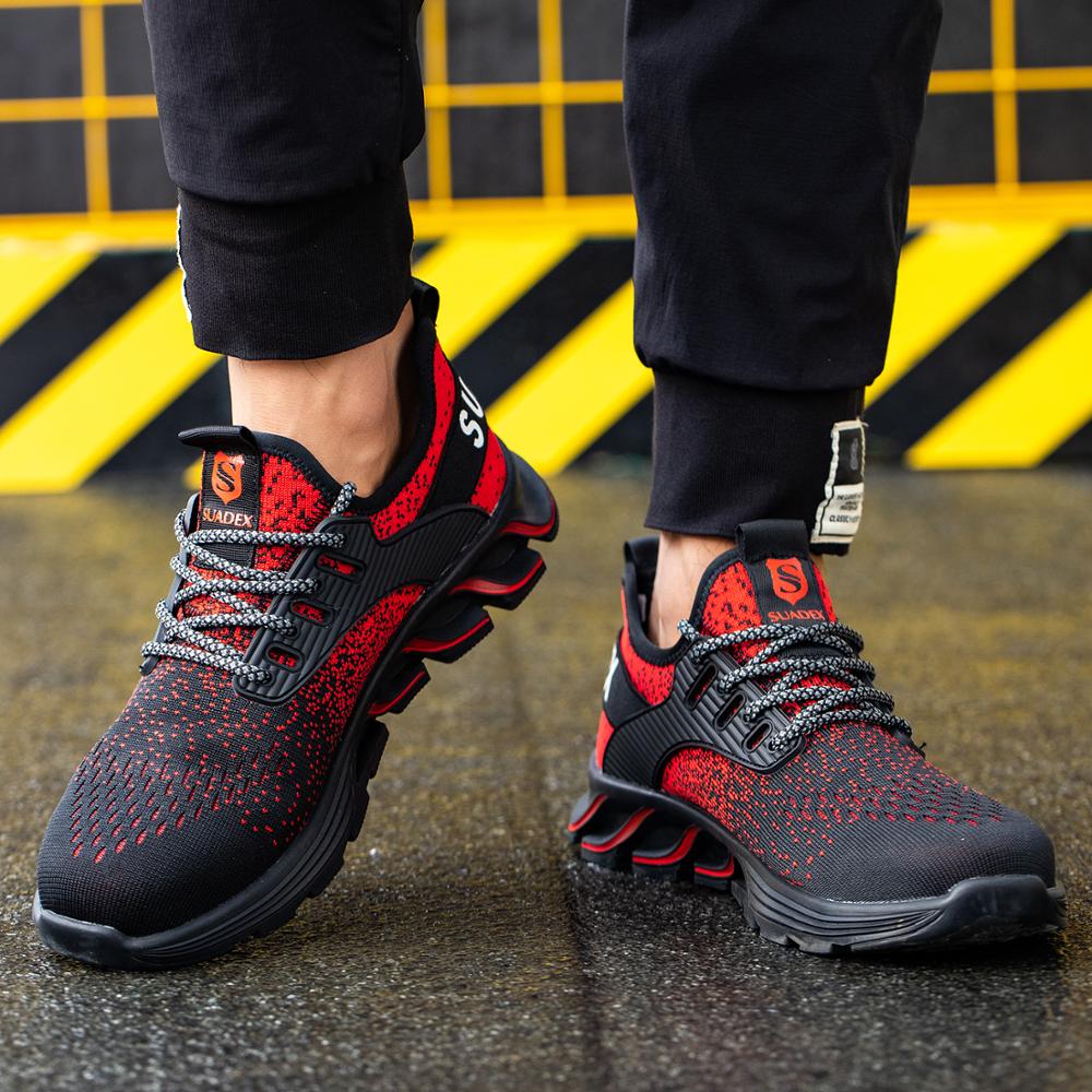 Orthopädische Schuhe verstärkte Sicherheitsstiefel mit Stahlkappe Rot