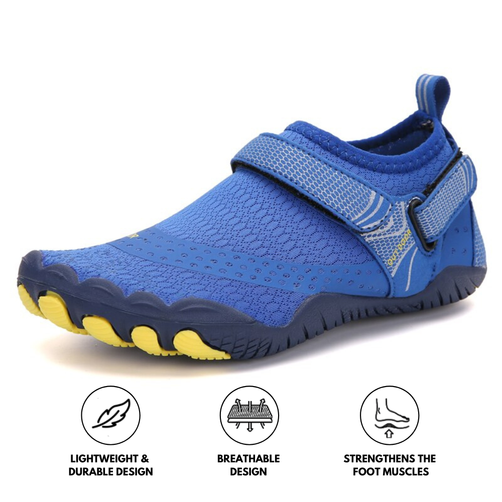 Rutschfeste und bequeme Barfuß-Wanderschuhe – Blau