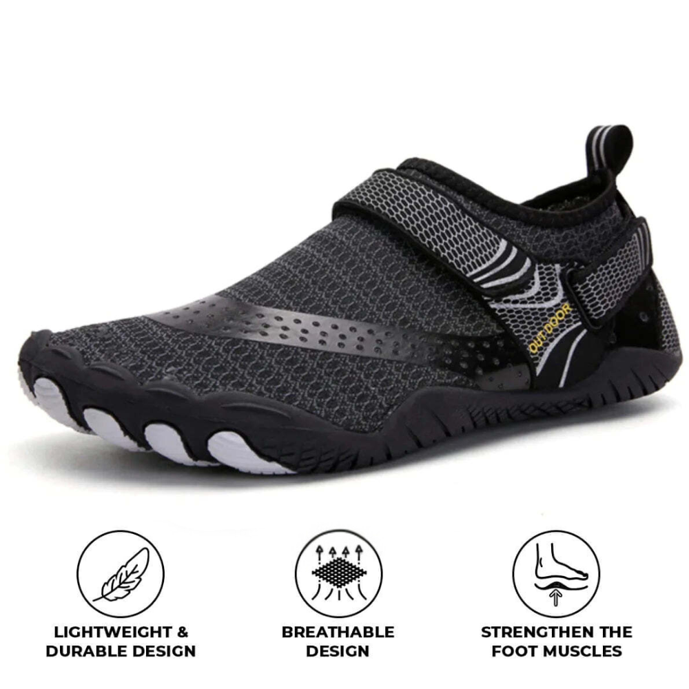 Rutschfeste und bequeme orthopädische Barfußschuhe - Schwarz