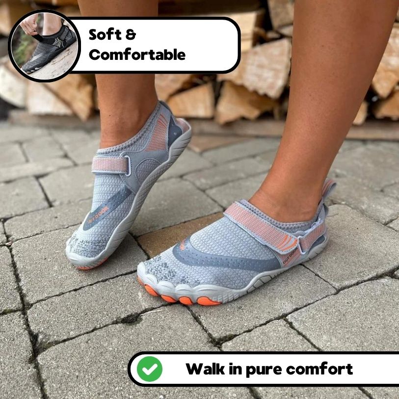Rutschfeste und bequeme orthopädische Barfußschuhe - Grau