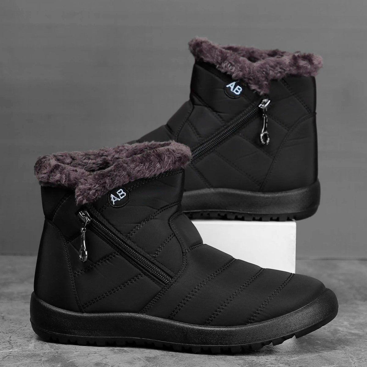 Damen Winterstiefeletten mit Fellfutter und wasserdichtem Knöchelriemen