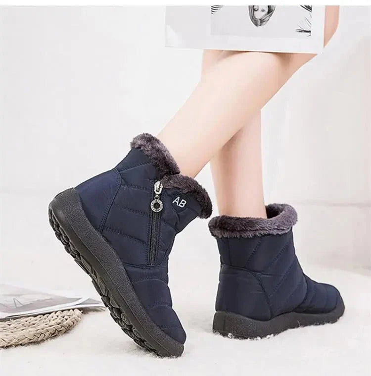Damen Winterstiefeletten mit Fellfutter und wasserdichtem Knöchelriemen