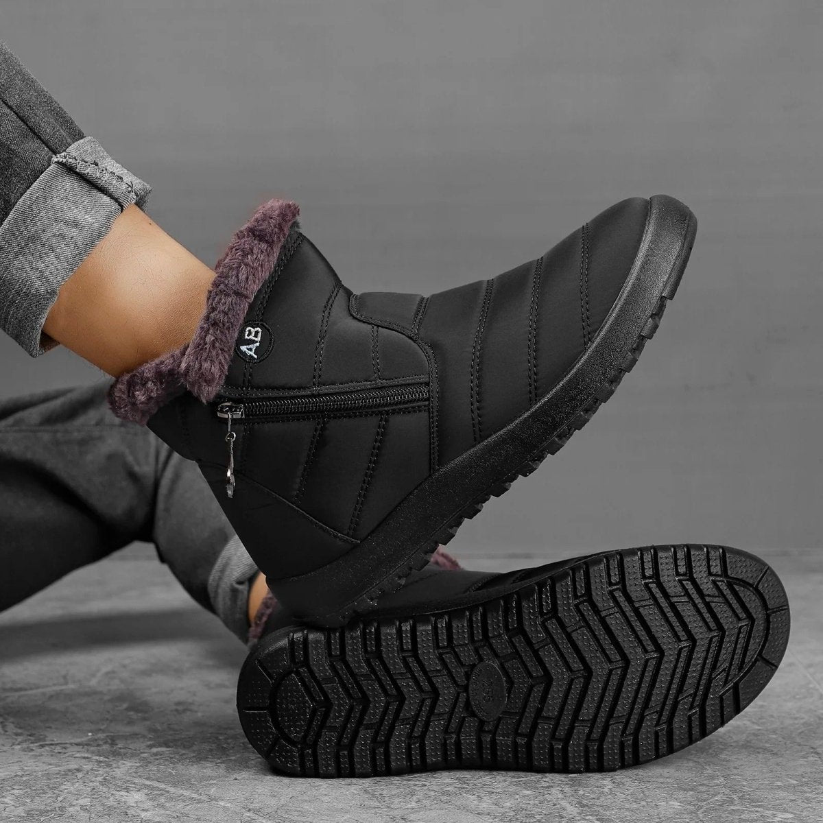 Damen Winterstiefeletten mit Fellfutter und wasserdichtem Knöchelriemen