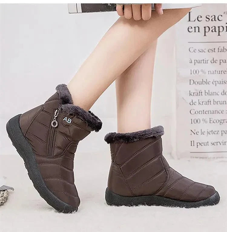 Damen Winterstiefeletten mit Fellfutter und wasserdichtem Knöchelriemen