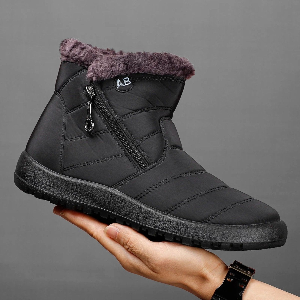 Damen Winterstiefeletten mit Fellfutter und wasserdichtem Knöchelriemen