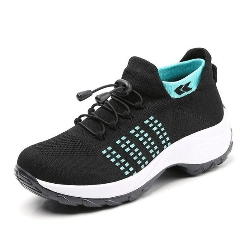 Orthopädische Schuhe mit Stretch-Kissen - Schwarz/Himmelblau