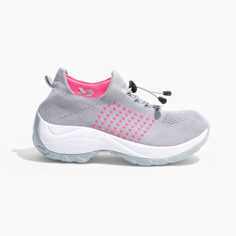 Orthopädische Schuhe mit Stretch-Kissen - Grau Rosa