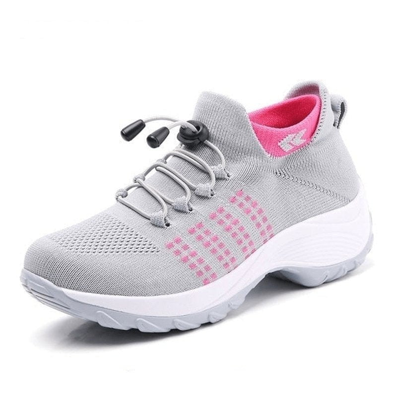Orthopädische Schuhe mit Stretch-Kissen - Grau Rosa
