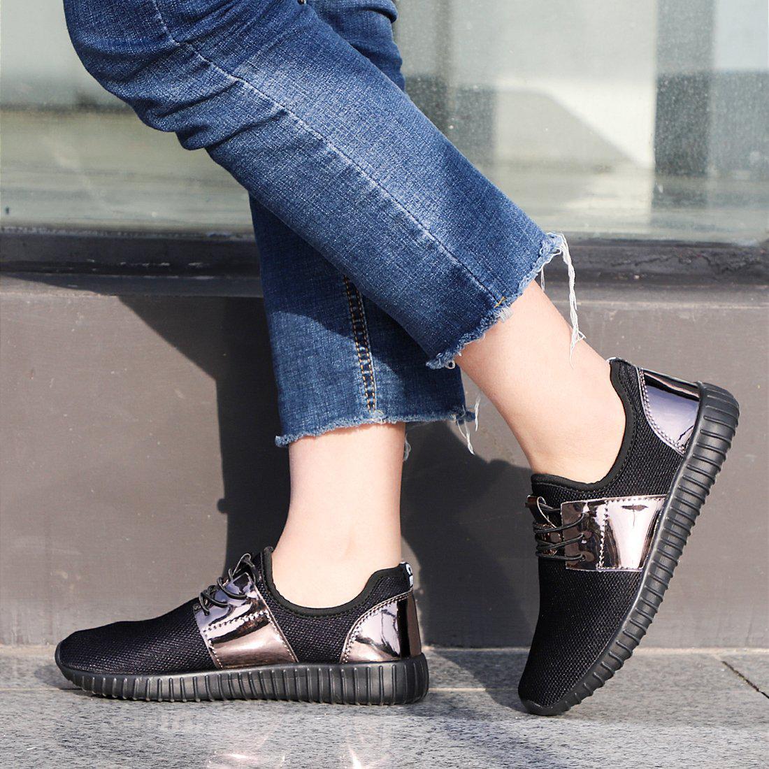 Neue Damen Slip-On-Turnschuhe flach zum Schnüren bequem leicht