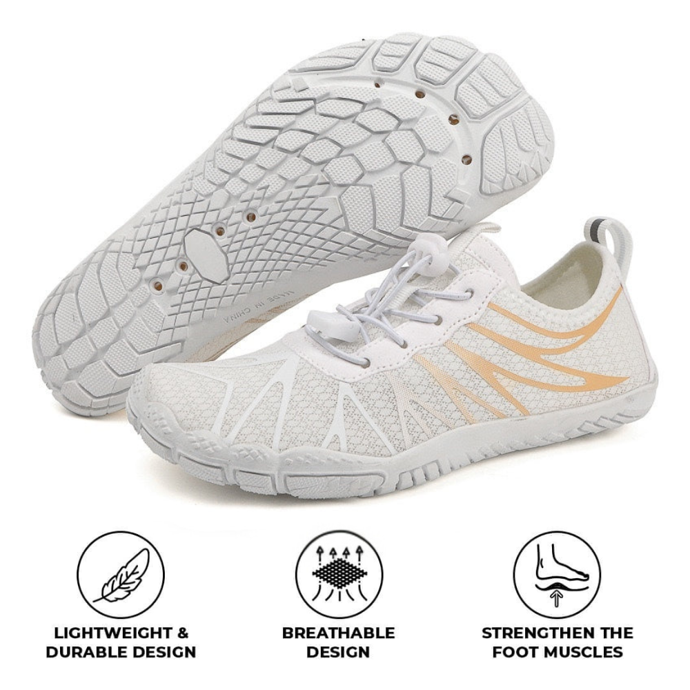 Rutschfeste Barfuß-Orthopädieschuhe - Weiß Orange