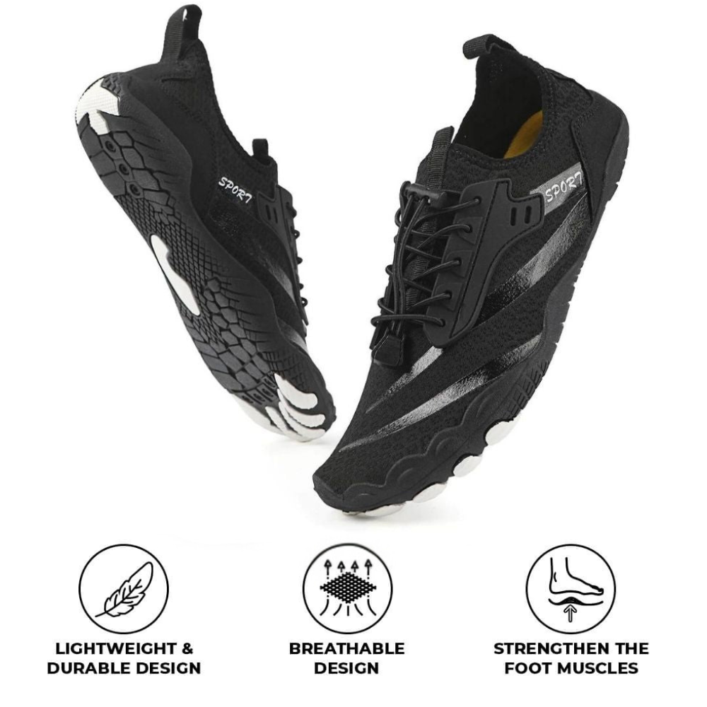 Orthopädische Laufschuhe mit breiter Zehenpartie rutschfeste orthopädische Barfußschuhe – Schwarz