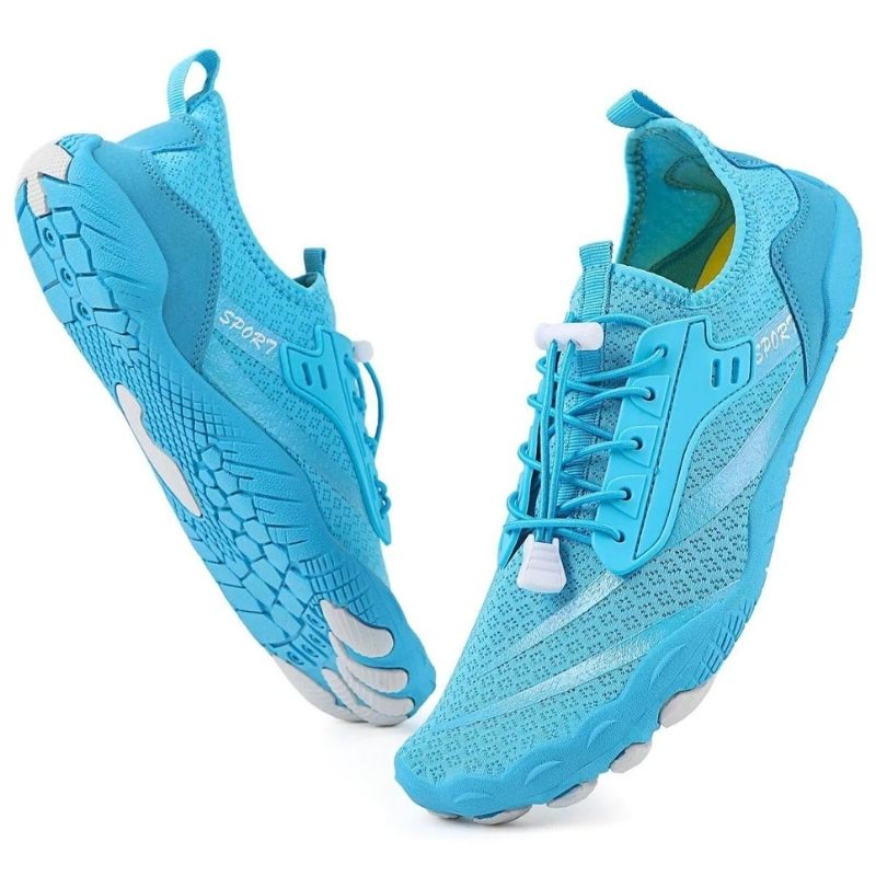 Orthopädische Laufschuhe mit breiter Zehenpartie rutschfest für Barfußlaufen Blau