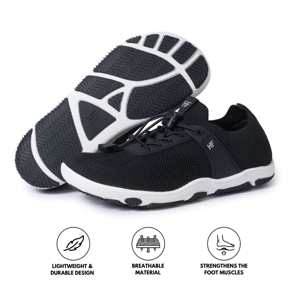Ergonomische stützende und rutschfeste Barfuß-Wanderschuhe - Schwarz