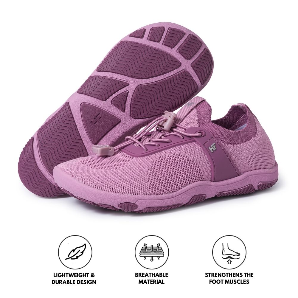 Ergonomische stützende und rutschfeste Barfuß-Wanderschuhe – Lila