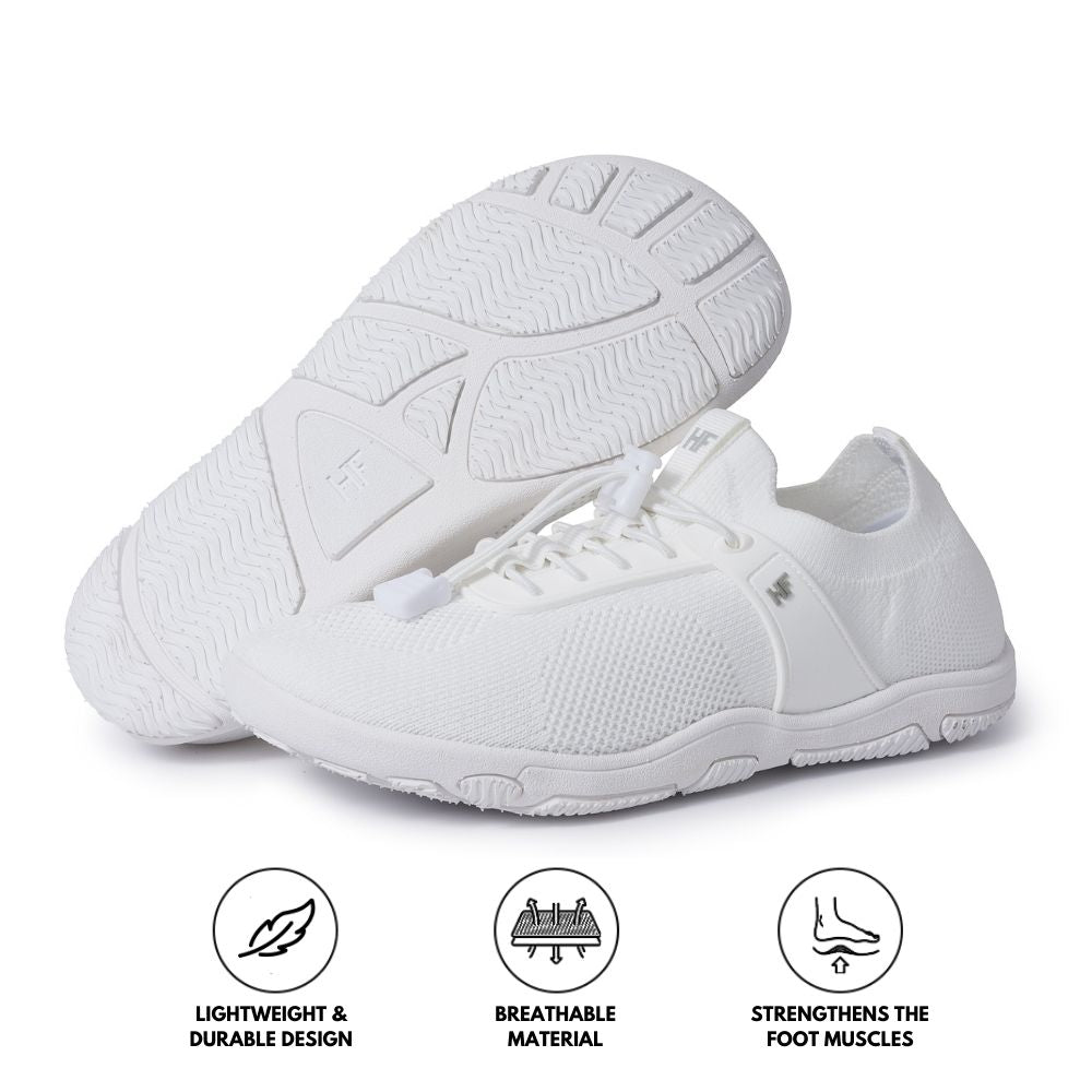 Ergonomische stützende und rutschfeste Barfuß-Wanderschuhe – Weiß