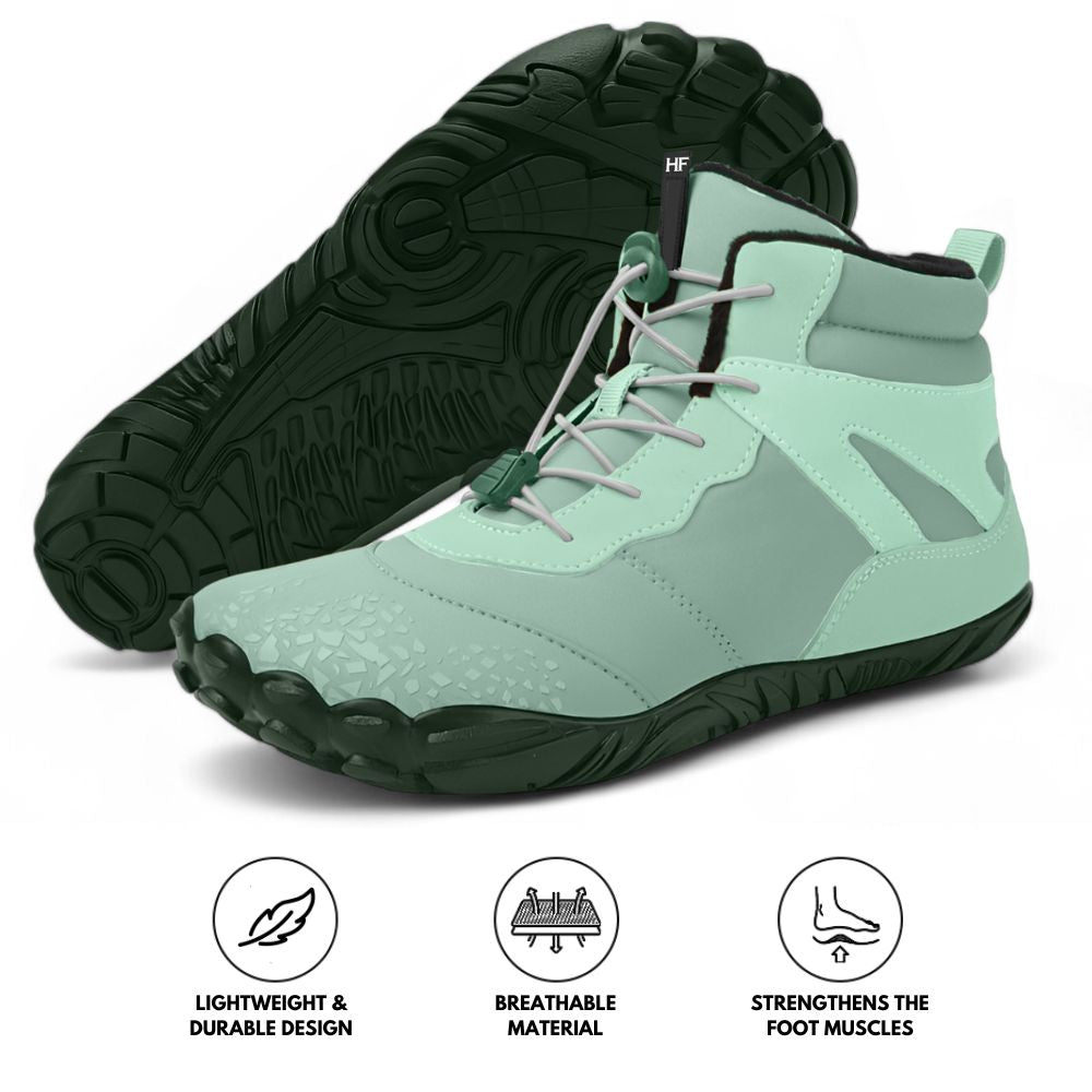 Rutschfeste und universelle Barfuß-Wanderschuhe für den Winter - Grün