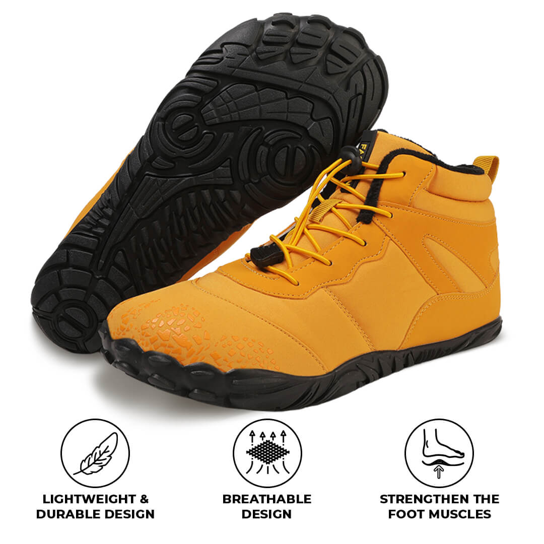 Rutschfeste und universelle orthopädische Barfußschuhe für den Winter – Gelb