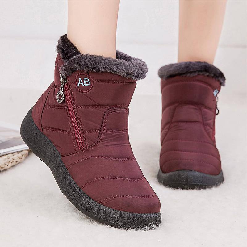 Damen Winterstiefeletten mit Fellfutter und wasserdichtem Knöchelriemen