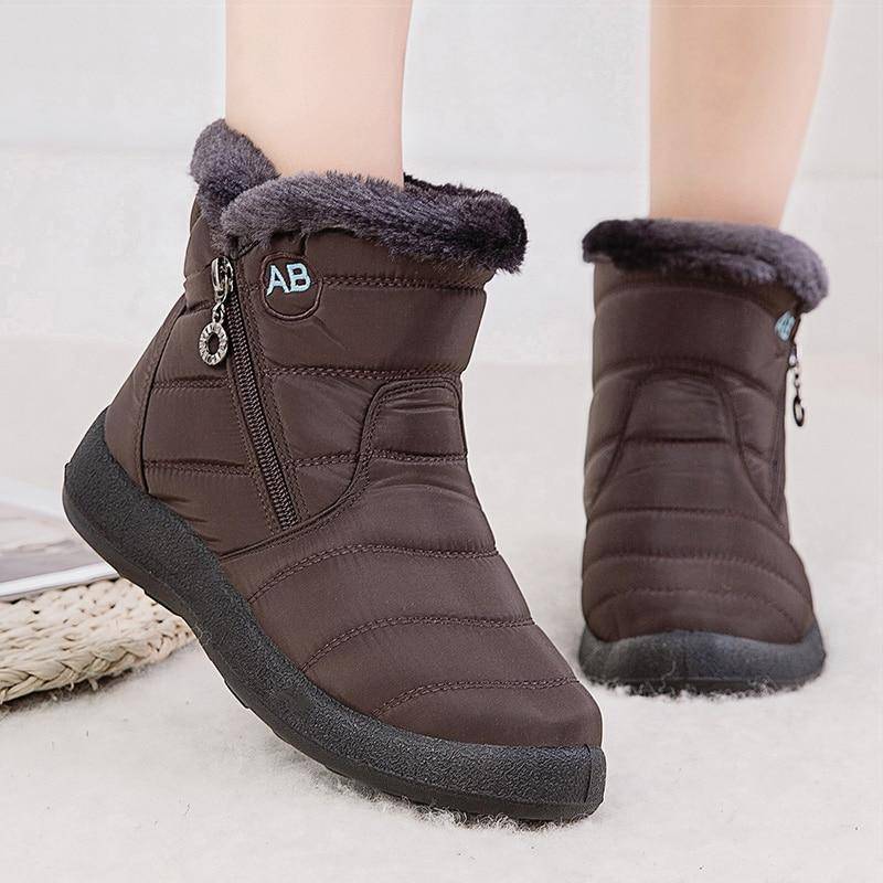 Damen Winterstiefeletten mit Fellfutter und wasserdichtem Knöchelriemen