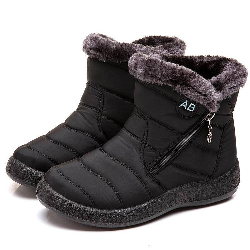 Damen Winterstiefeletten mit Fellfutter und wasserdichtem Knöchelriemen
