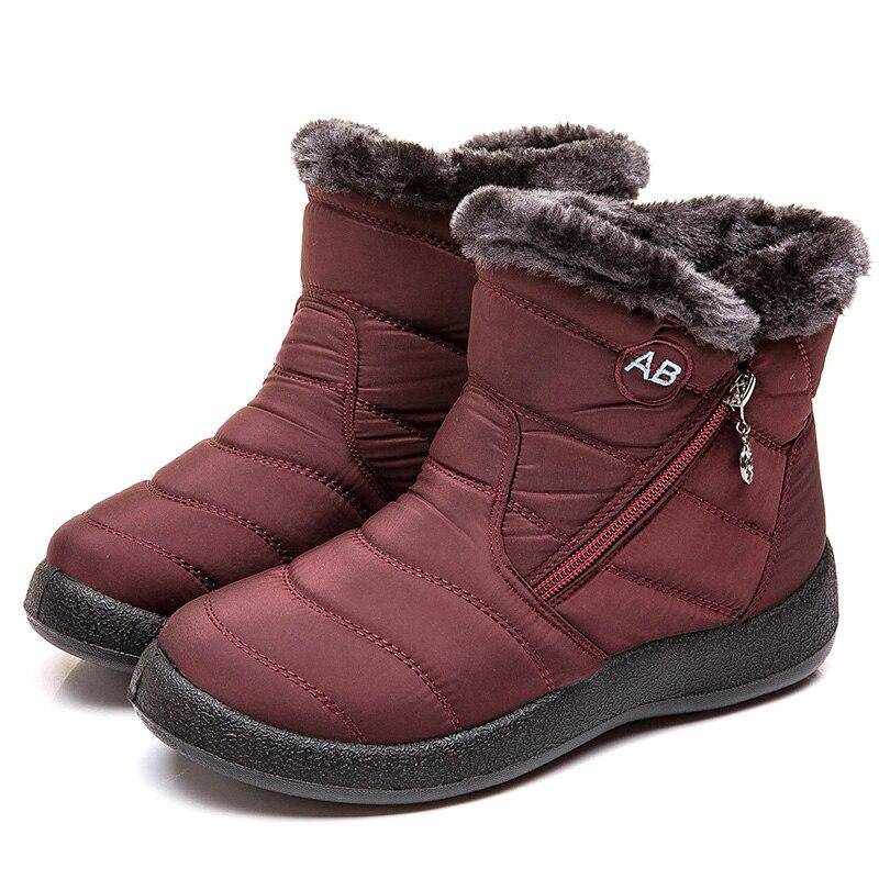 Damen Winterstiefeletten mit Fellfutter und wasserdichtem Knöchelriemen