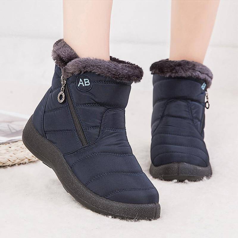 Damen Winterstiefeletten mit Fellfutter und wasserdichtem Knöchelriemen
