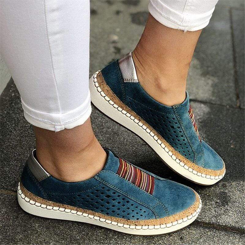 Orthopädische Damenschuhe atmungsaktiv bequem zum Reinschlüpfen Turnschuhe – Blau