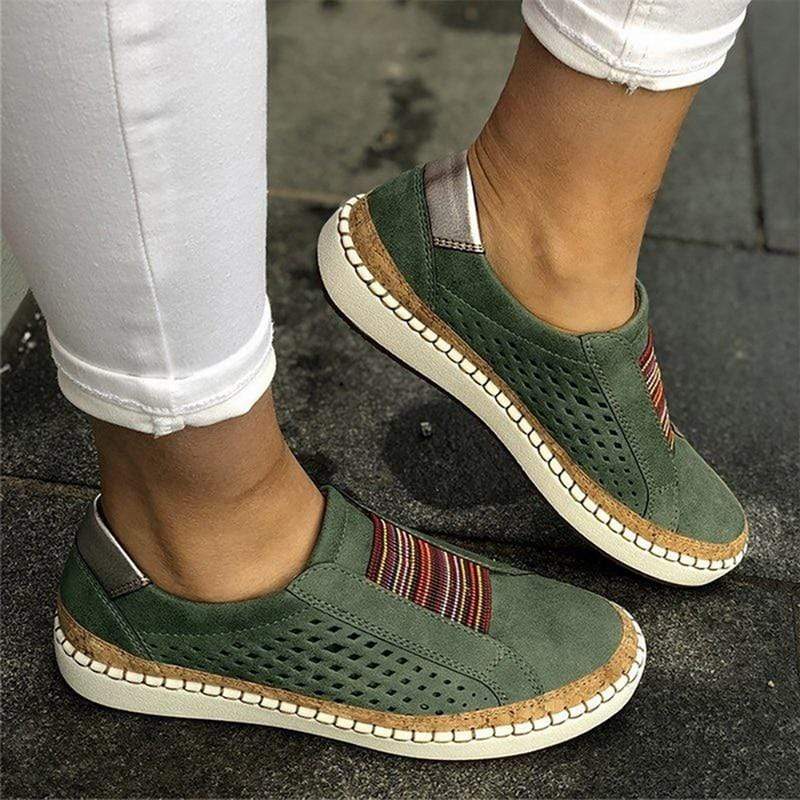 Orthopädische Damenschuhe atmungsaktiv bequem zum Reinschlüpfen Turnschuhe – Grün
