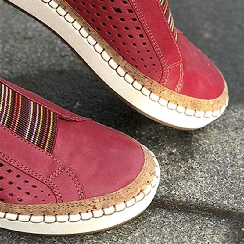 Orthopädische Damenschuhe atmungsaktiv bequem zum Reinschlüpfen Turnschuhe – Rot