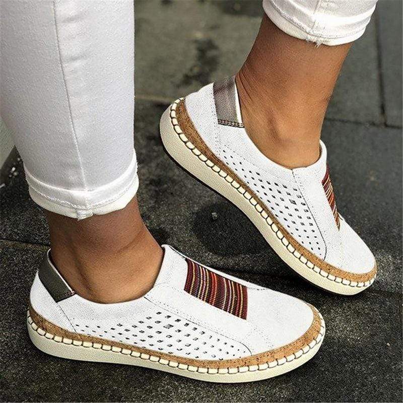 Orthopädische Damenschuhe atmungsaktiv bequem zum Reinschlüpfen Turnschuhe – Weiß