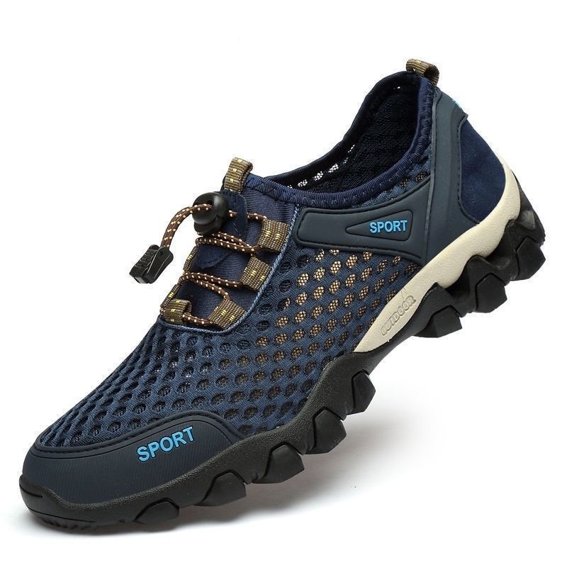 Orthopädische Wanderschuhe mit breiter Zehenpartie rutschfest für Barfußgebrauch Blau