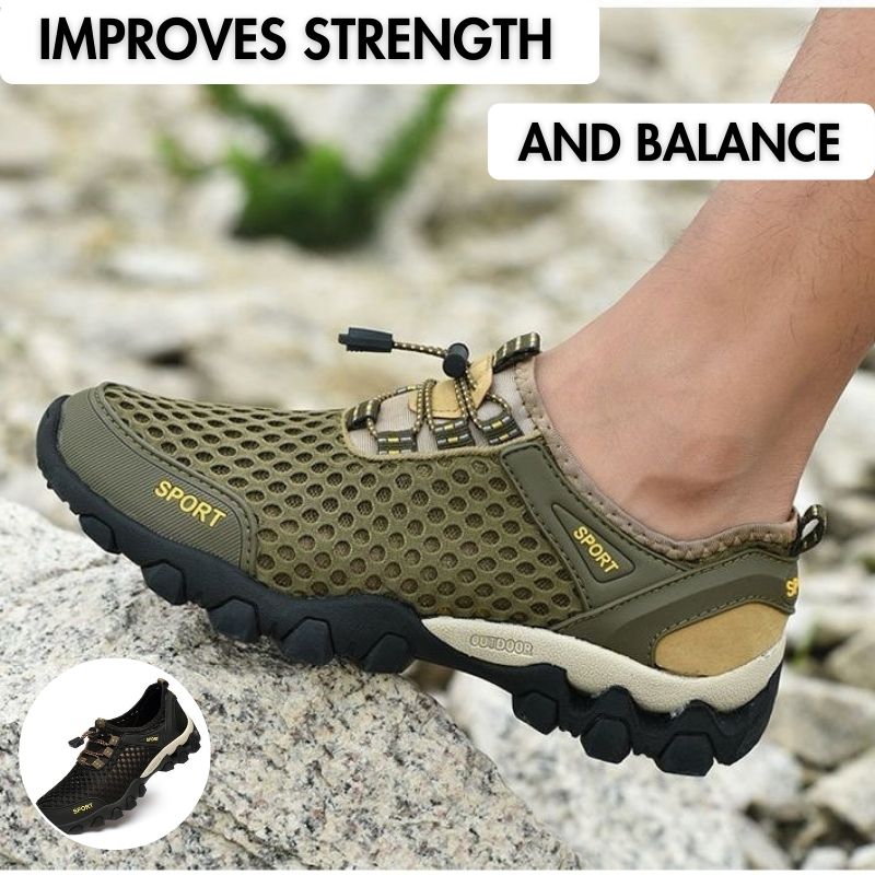 Orthopädische Wanderschuhe mit breiter Zehenpartie rutschfest für Barfußgebrauch Braun
